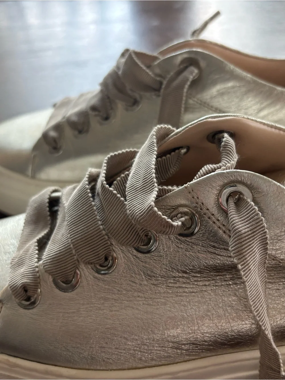 AGL Metallic Silver Women's Platform Sneakers. Size 39.5